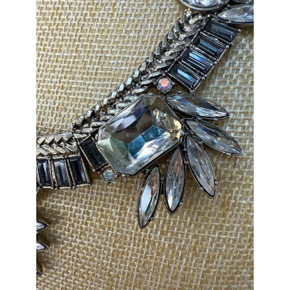 Loft Silver-Tone Crystal Statement Necklace With Rhinestone Accents - Picture 3 of 15